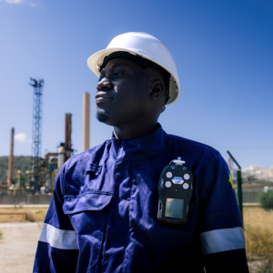 Détecteur multigaz POLI sur opérateur site pétrochimique