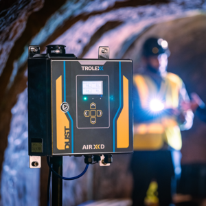 Vue de face du Détecteur de poussière Trolex Air XD, utilisation en tunnel